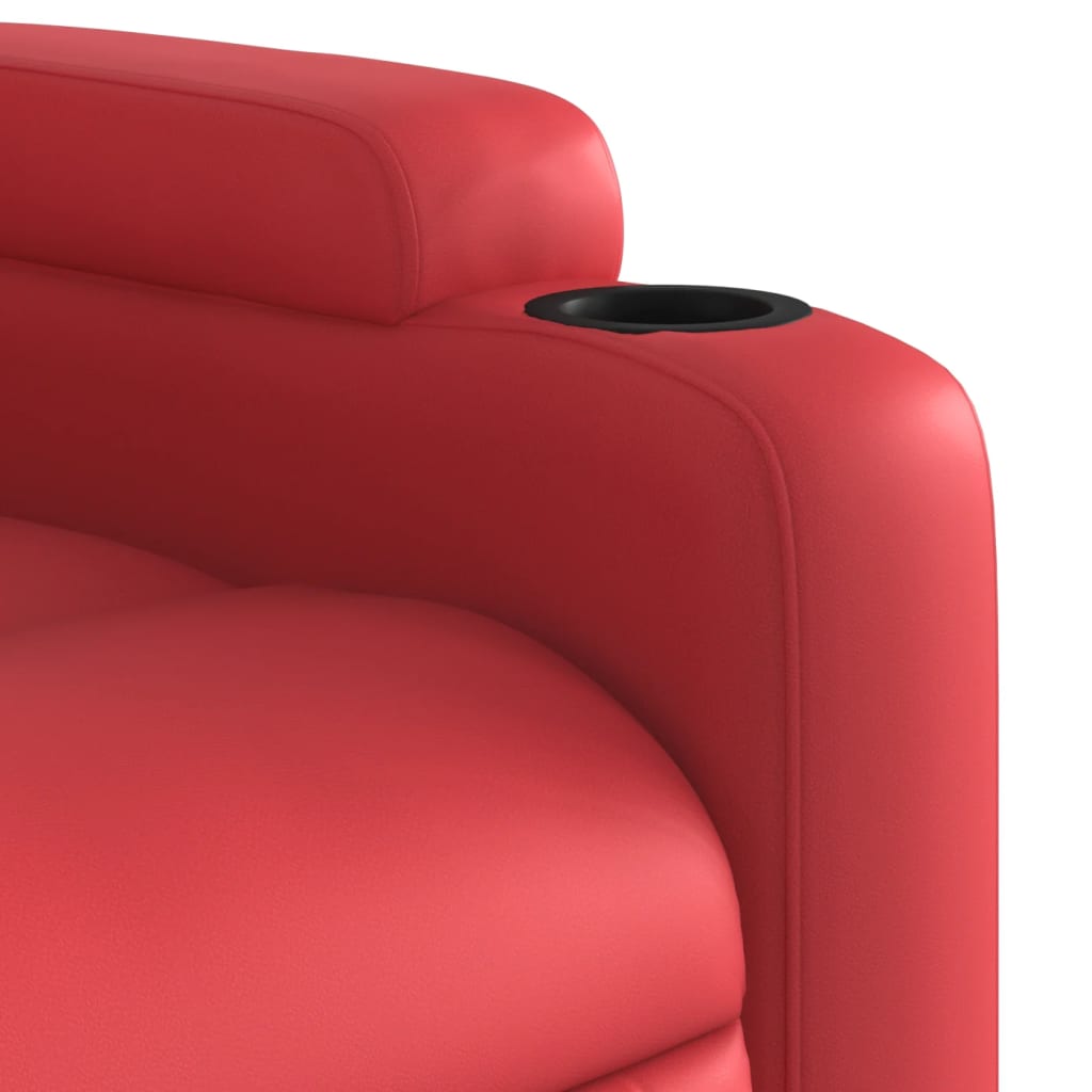 Електрически масажен реклайнер стол, червен, изкуствена кожа