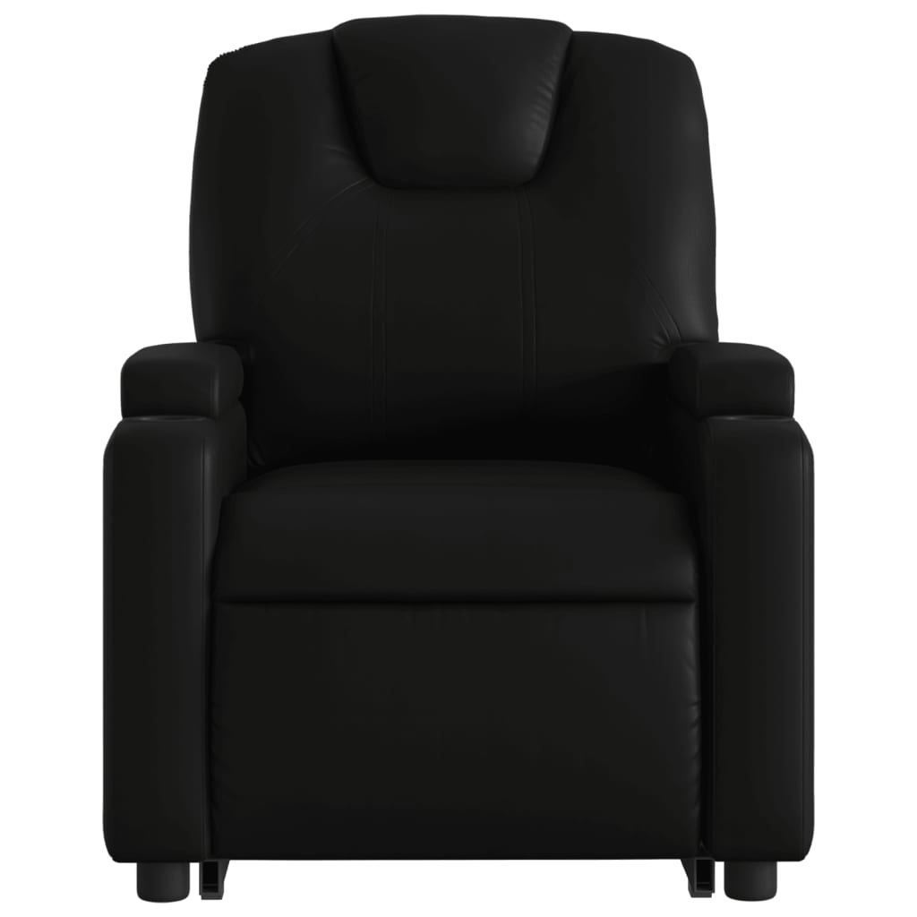 Изправящ реклайнер стол, черен, изкуствена кожа