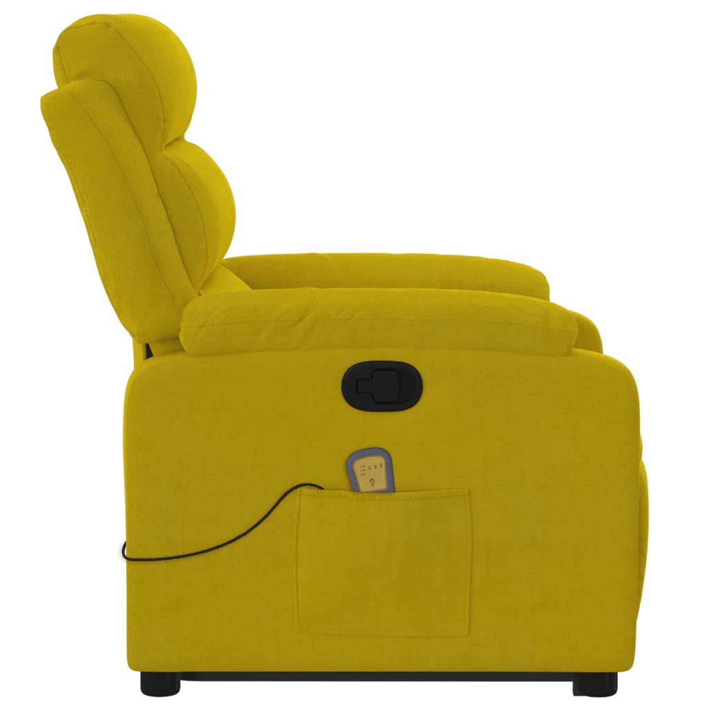 Изправящ масажен реклайнер стол, жълт, кадифе