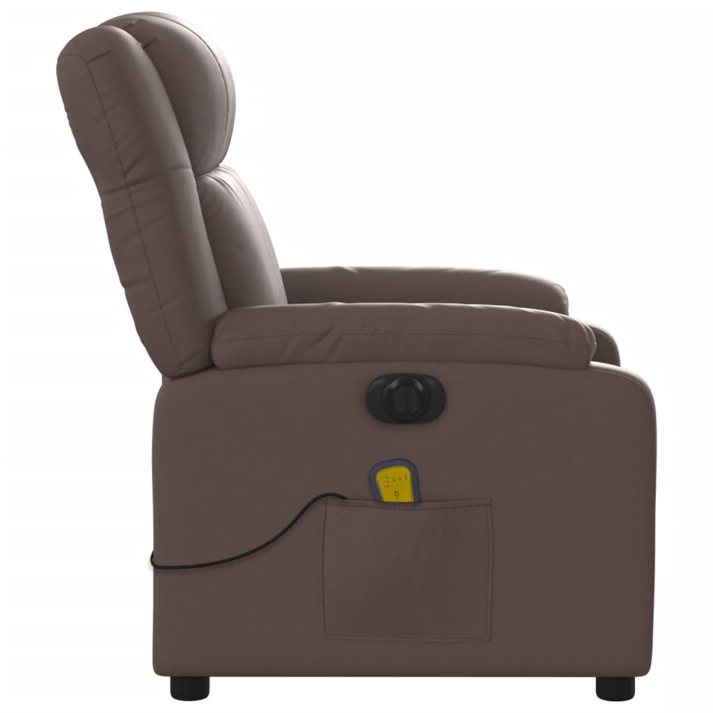Електрически масажен реклайнер стол, кафяв, изкуствена кожа