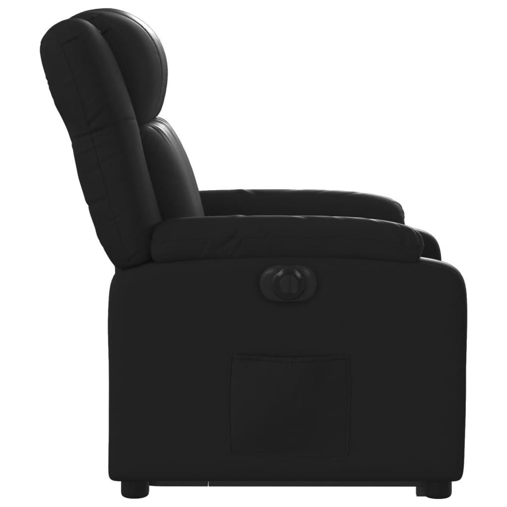 Електрически изправящ реклайнер стол, черен, еко кожа