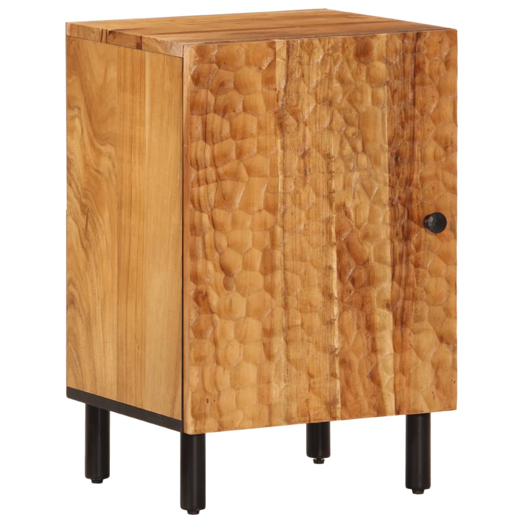 Комплект с шкаф за баня, 5 части, масивна акациева дървесина