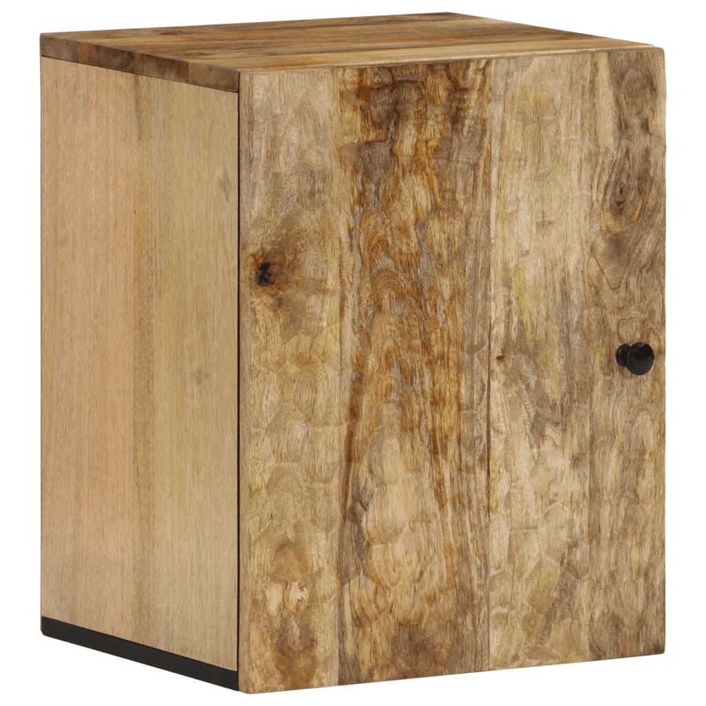 Комплект с шкаф за баня, 5 части, масивна мангова дървесина
