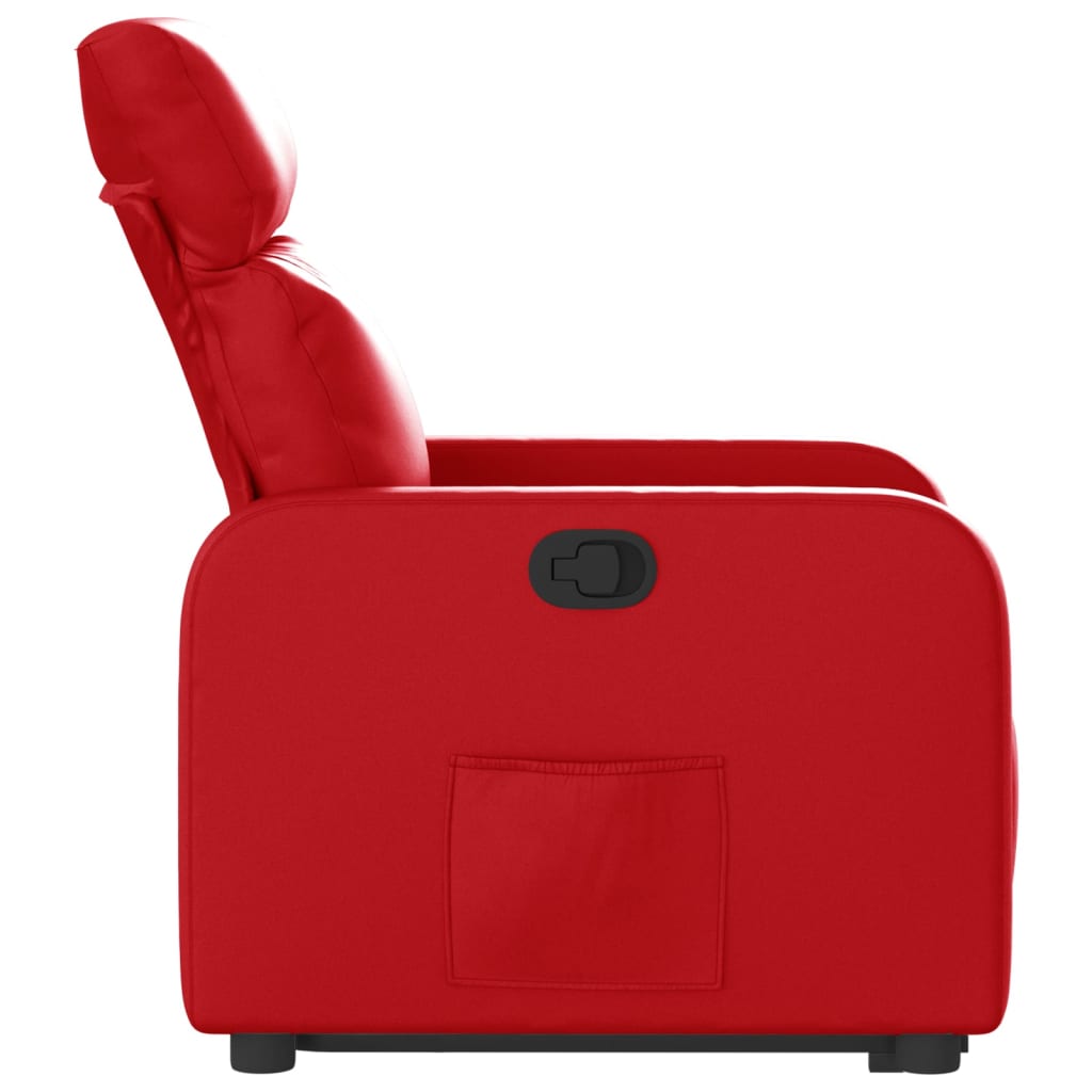 Изправящ реклайнер стол, червен, изкуствена кожа