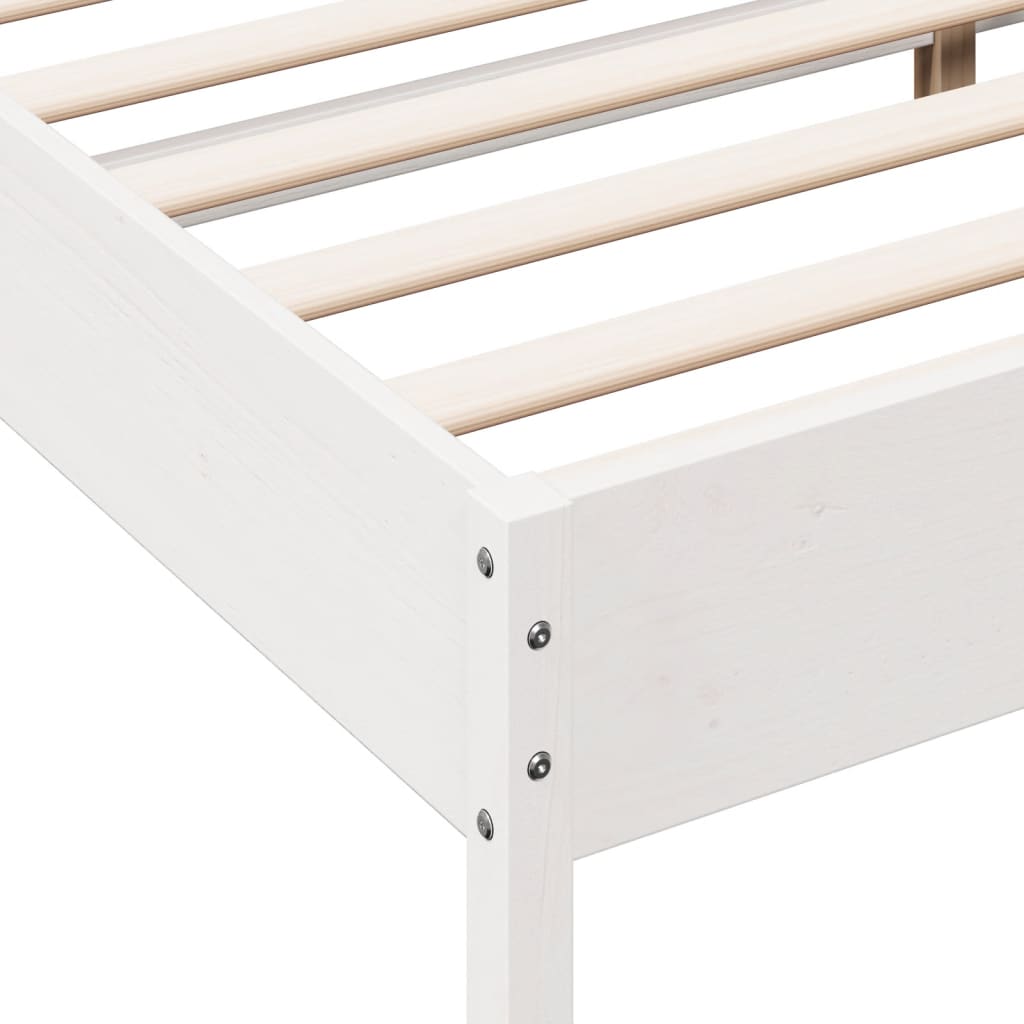 Рамка за легло с табла, бяла, 180x200 см, борово дърво масив