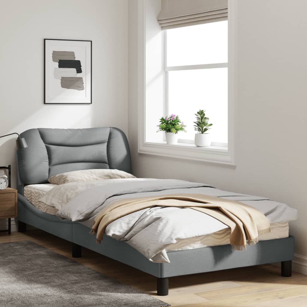 Рамка за легло с табла светлосива, 90x200 см плат