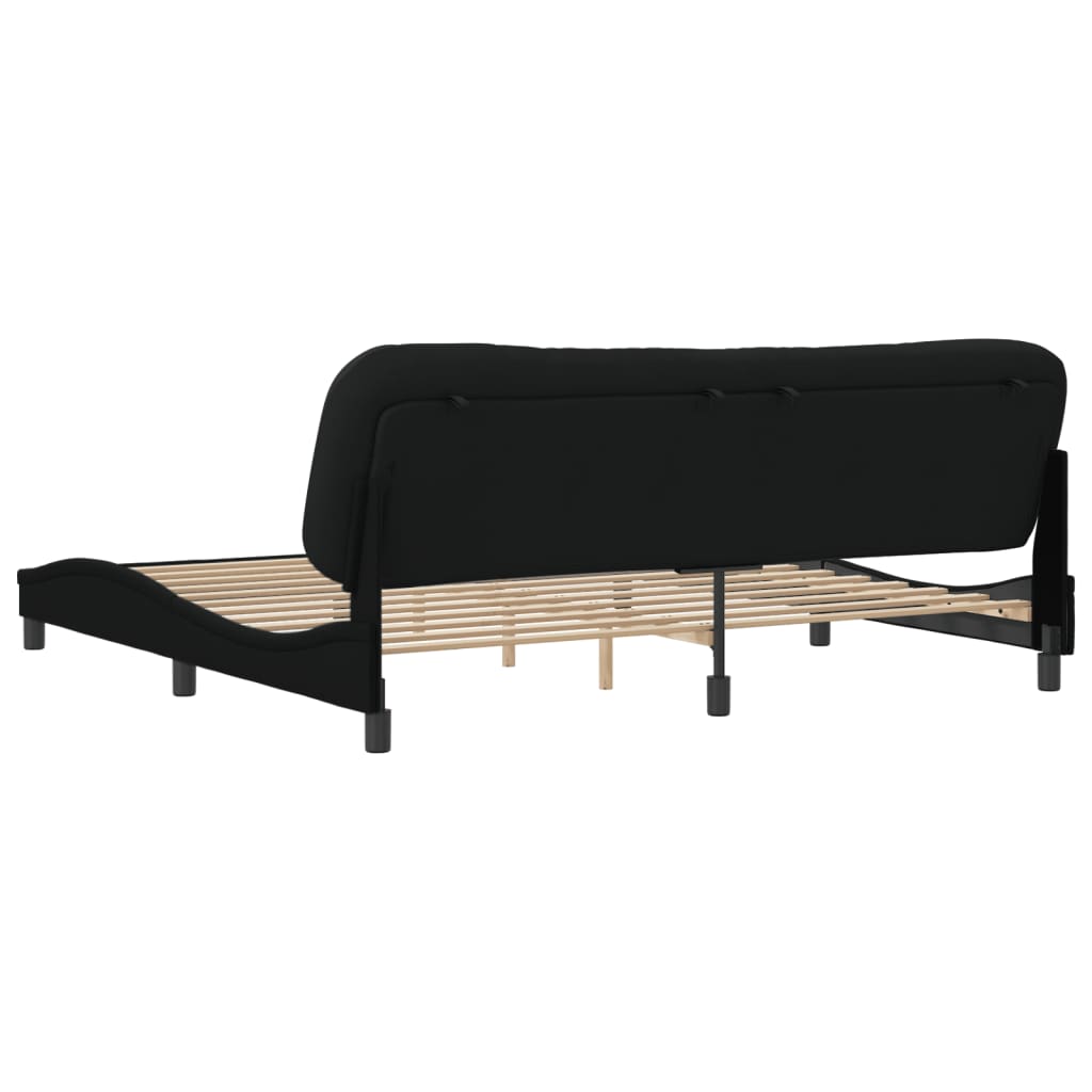 Рамка за легло с табла, черна, 200x200 см плат