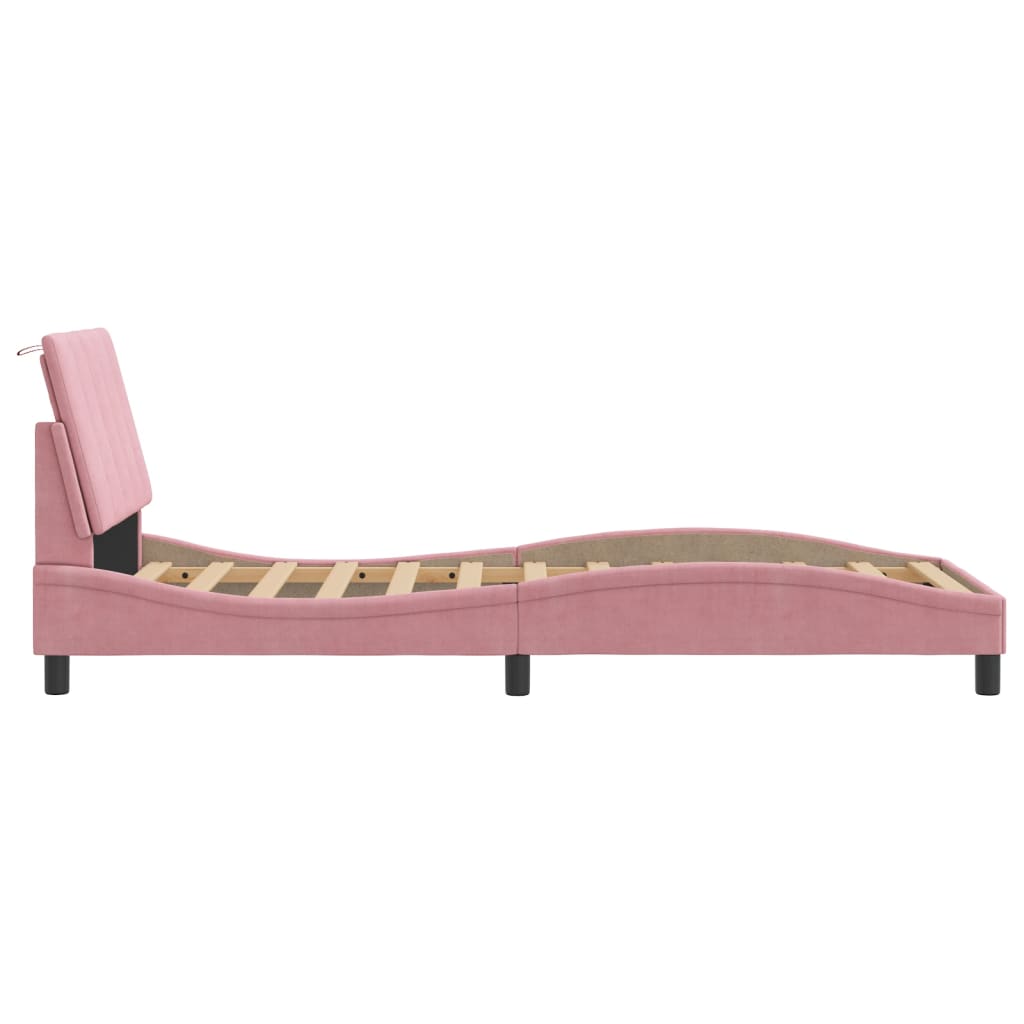 Рамка за легло с табла, розова, 80x200 см, кадифе