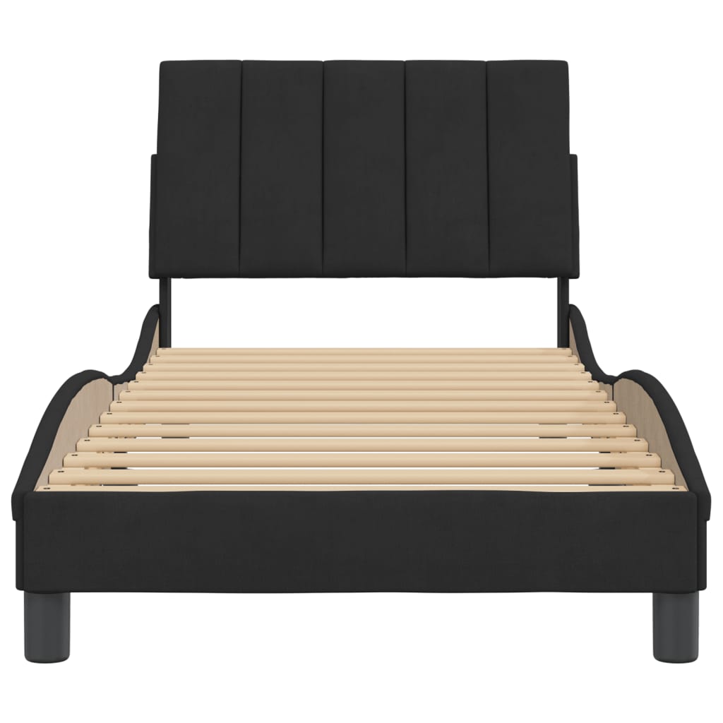 Рамка за легло с табла, черна, 90x200 см, кадифе