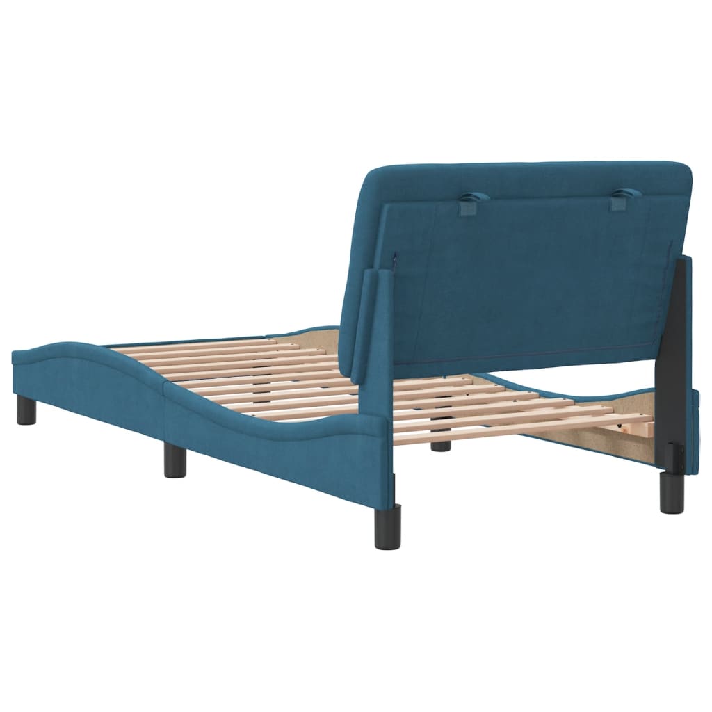 Рамка за легло с табла, синя, 80x200 см, кадифе