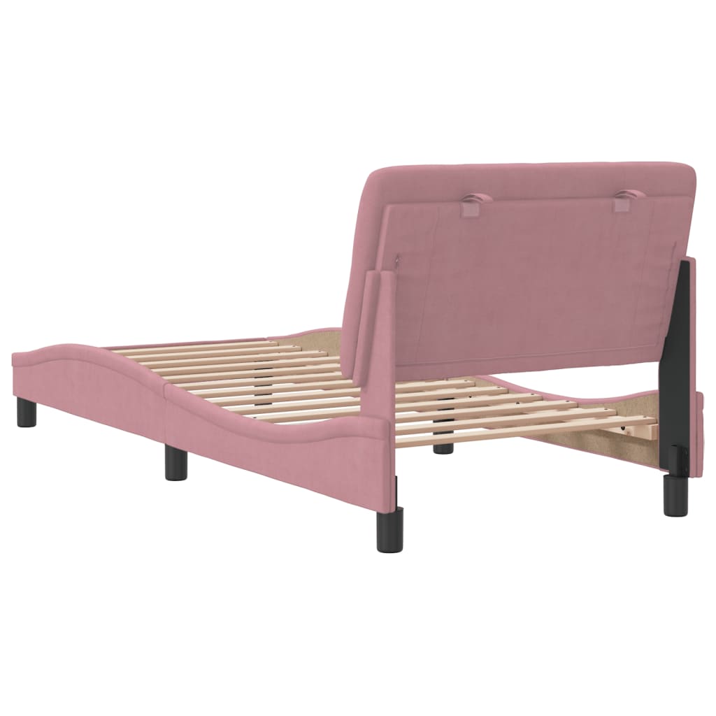Рамка за легло с табла, розова, 90x200 см, кадифе