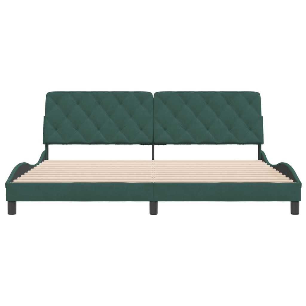 Рамка за легло, тъмнозелена,200x200 см, кадифе