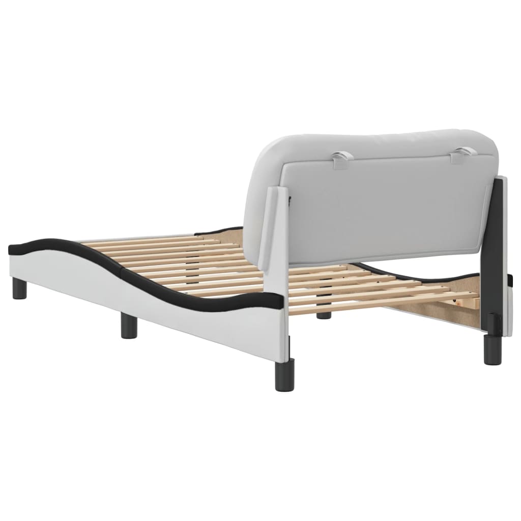 Рамка за легло с табла, бяла, черна, 80x200 см, изкуствена кожа