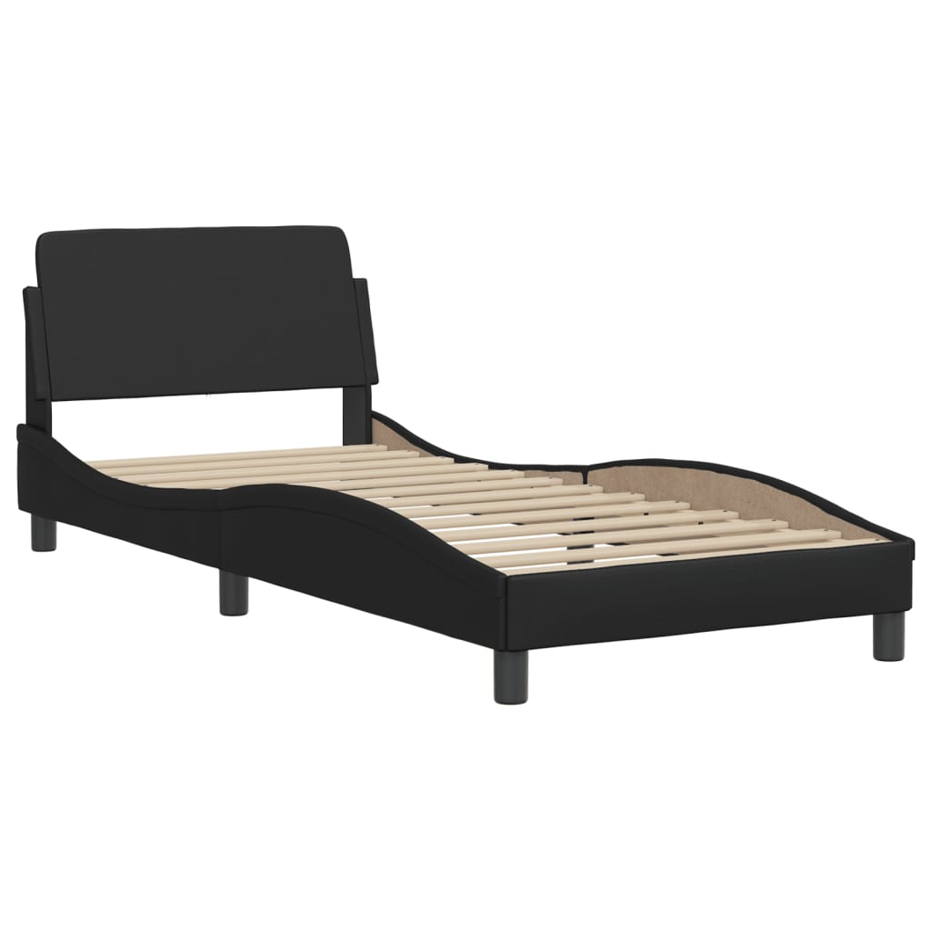 Рамка за легло с табла, черна, 90x200 см, изкуствена кожа