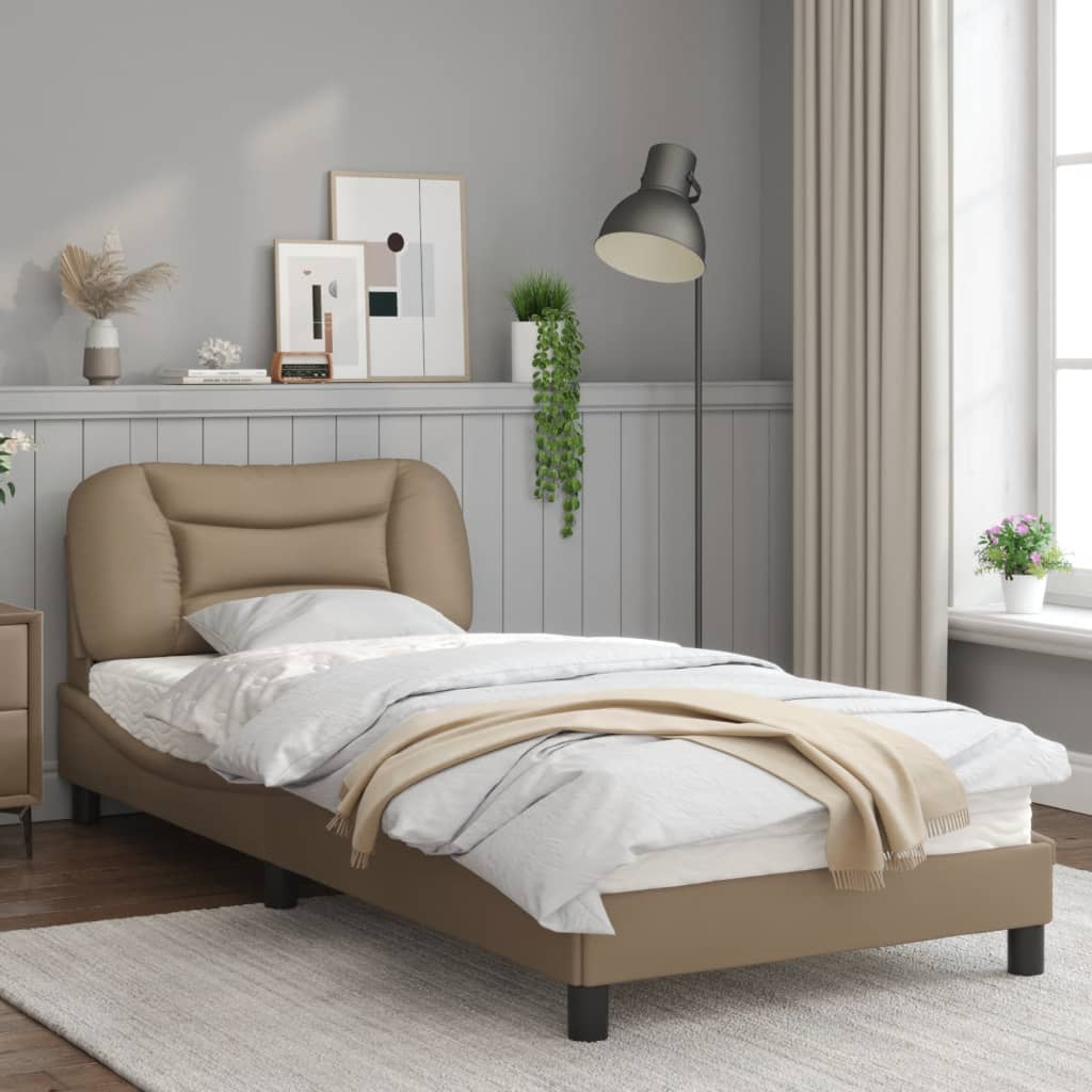 Рамка за легло с табла, капучино, 90x200 см, изкуствена кожа