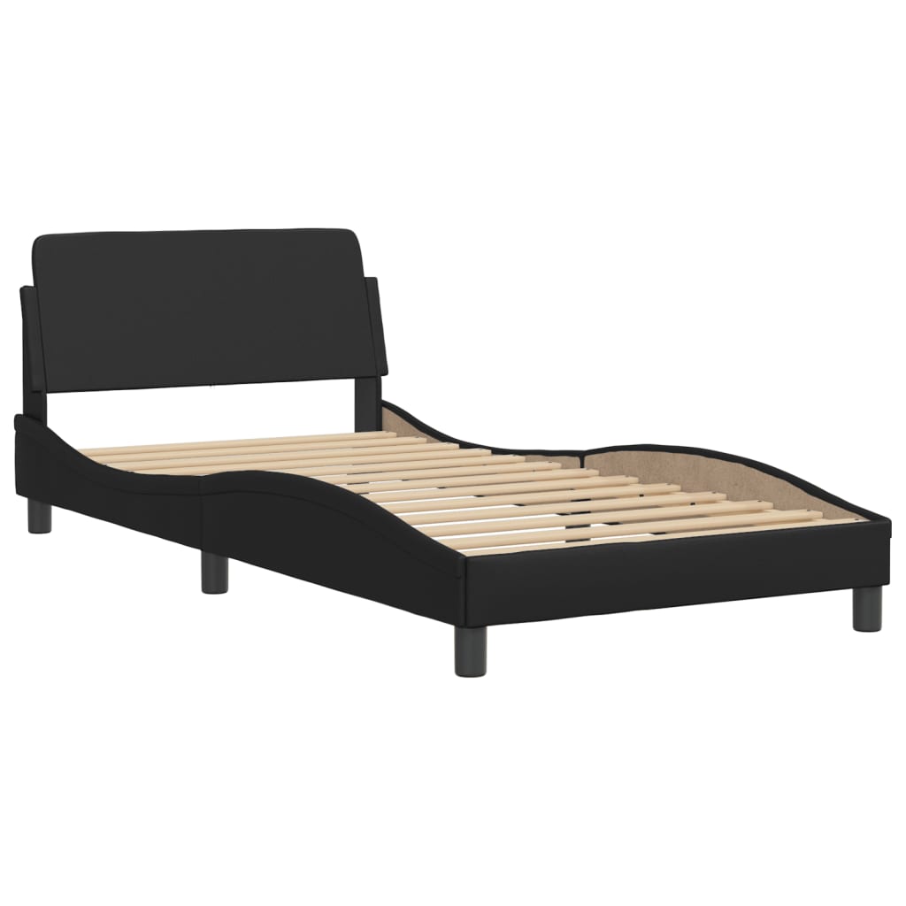 Рамка за легло с табла, черна, 100x200 см, изкуствена кожа