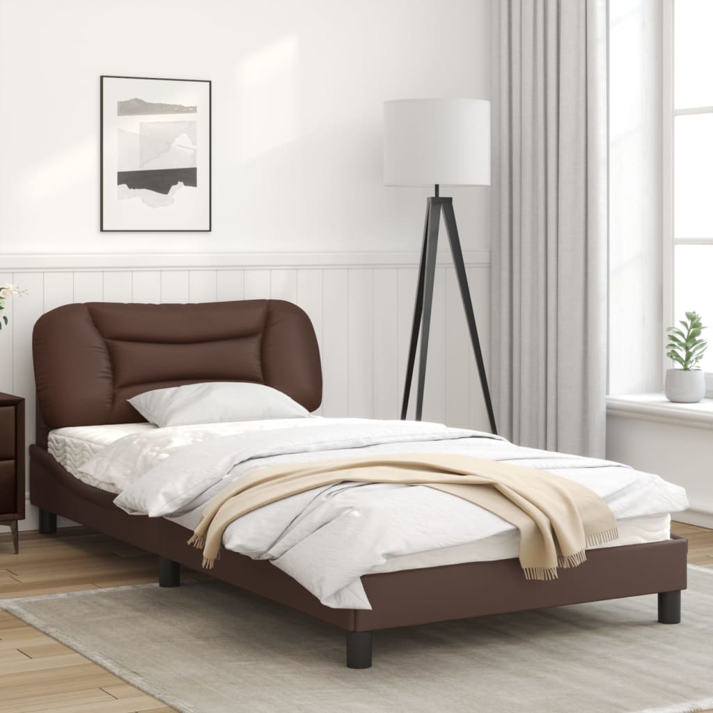 Рамка за легло с табла, кафява, 100x200 см, изкуствена кожа