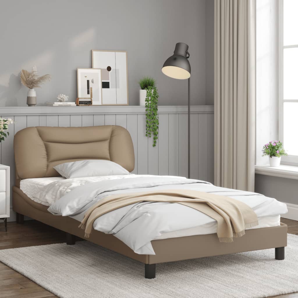 Рамка за легло с табла, капучино, 100x200 см, изкуствена кожа