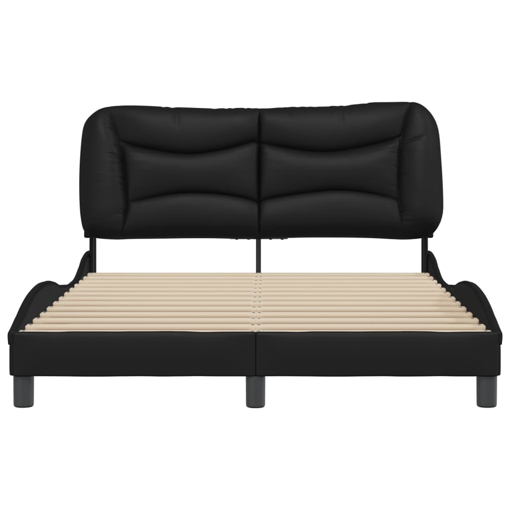 Рамка за легло с табла, черна, 140x200 см, изкуствена кожа