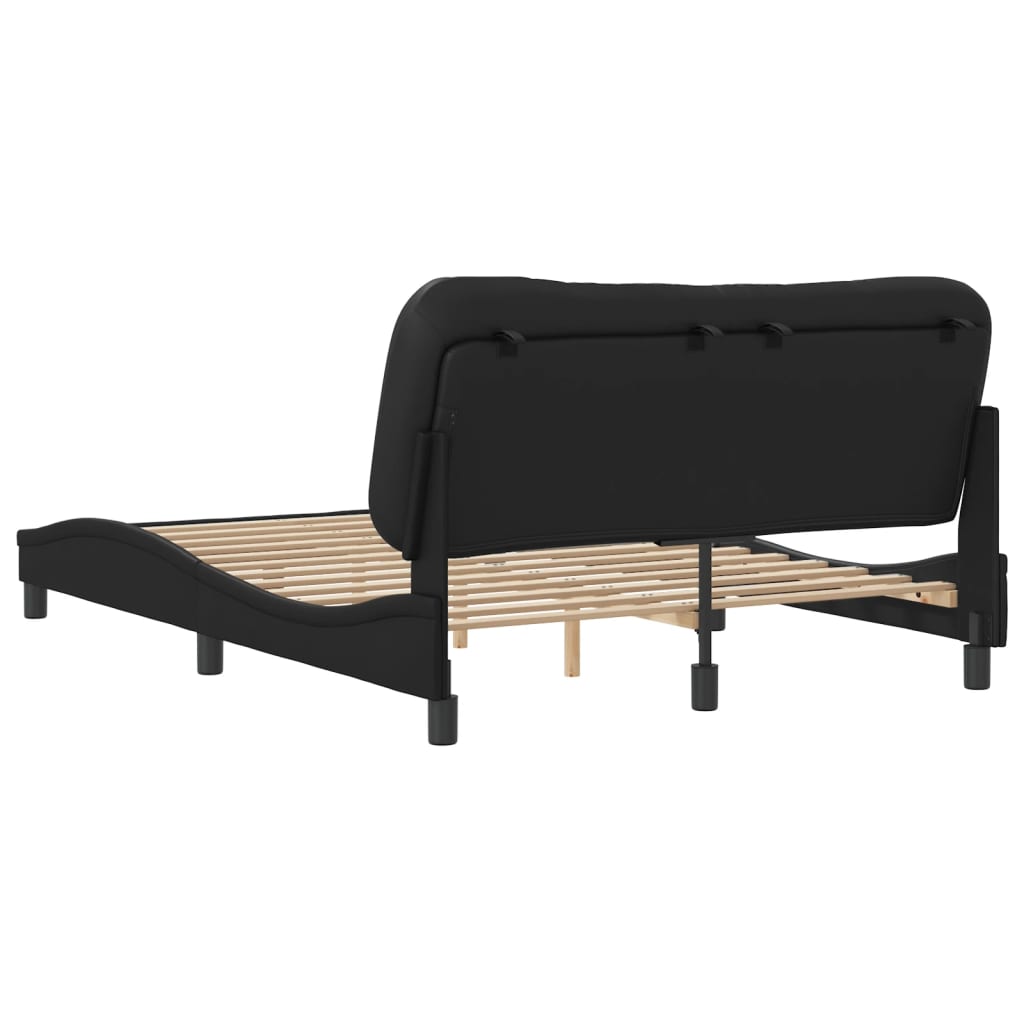 Рамка за легло с табла, черна, 140x200 см, изкуствена кожа