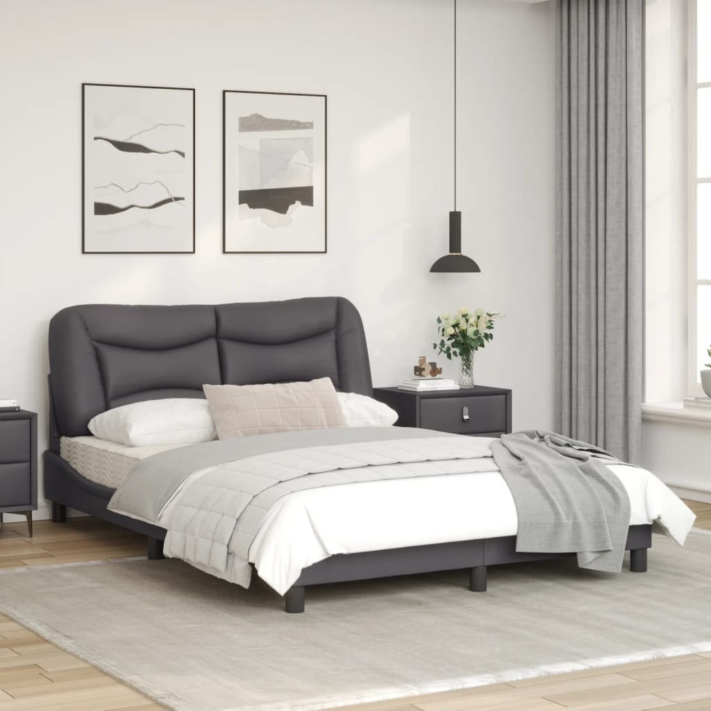 Рамка за легло с табла, сива, 140x200 см, изкуствена кожа