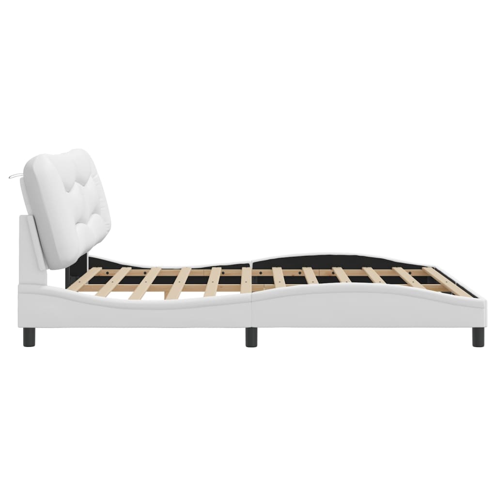 Рамка за легло с табла, бяла, 180x200 см, изкуствена кожа
