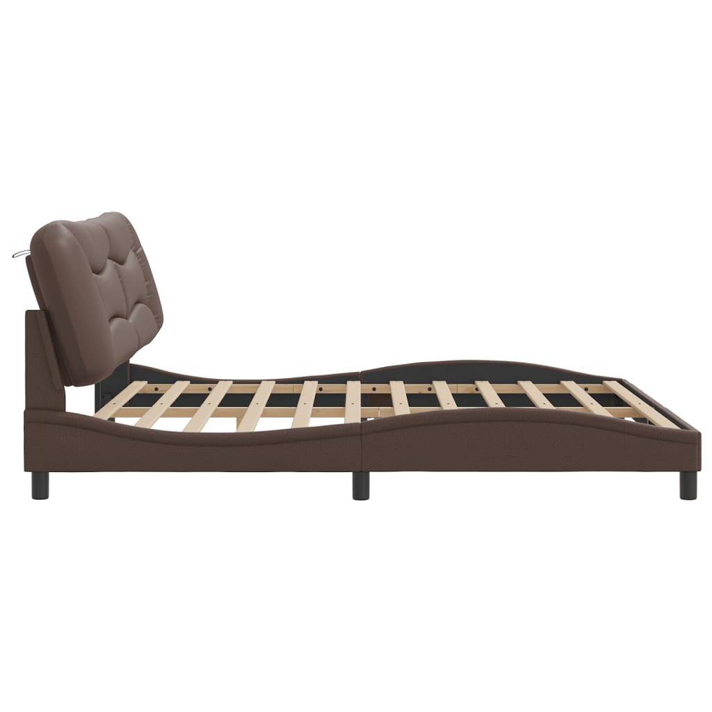 Рамка за легло с табла, кафява, 200x200 см, изкуствена кожа