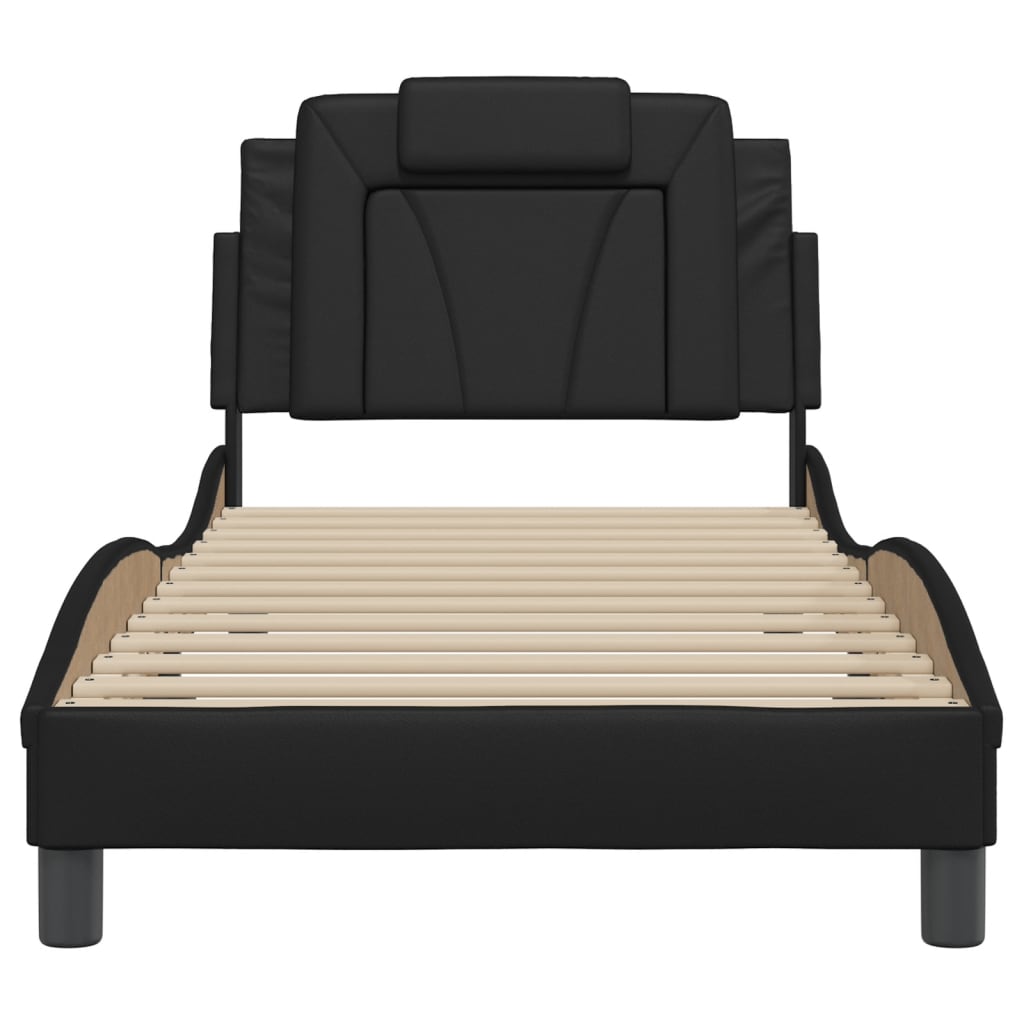 Рамка за легло с табла, черна, 80x200 см, изкуствена кожа