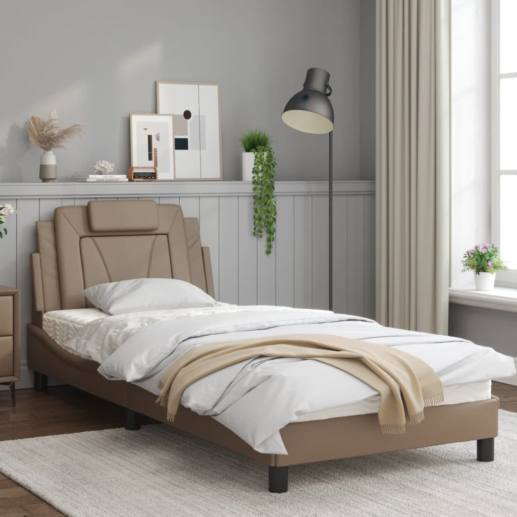 Рамка за легло с табла, капучино, 80x200 см, изкуствена кожа
