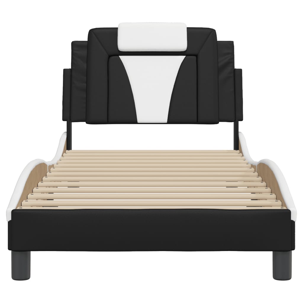 Рамка за легло с табла, черно-бяла, 80x200 см, изкуствена кожа