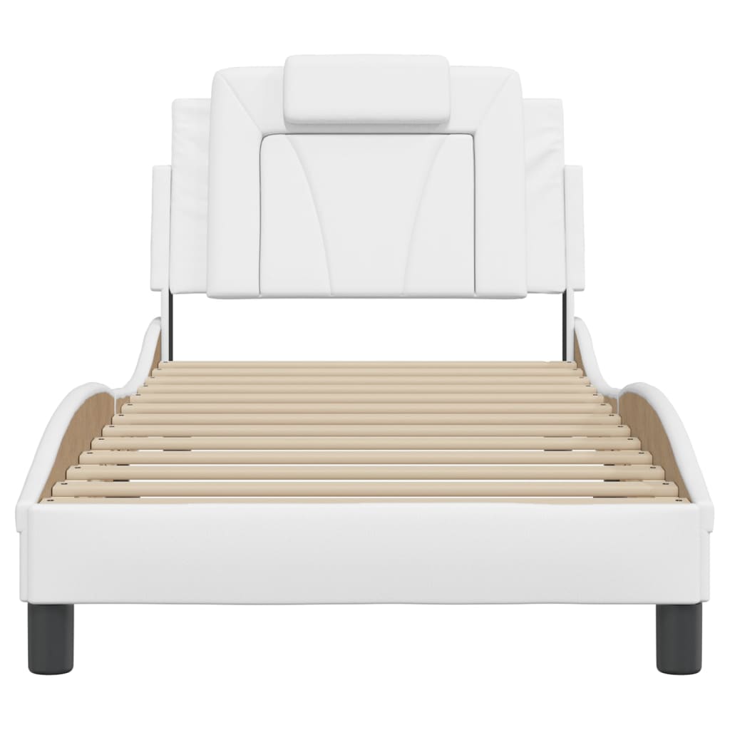 Рамка за легло с табла, бяла, 90x190 см изкуствена кожа