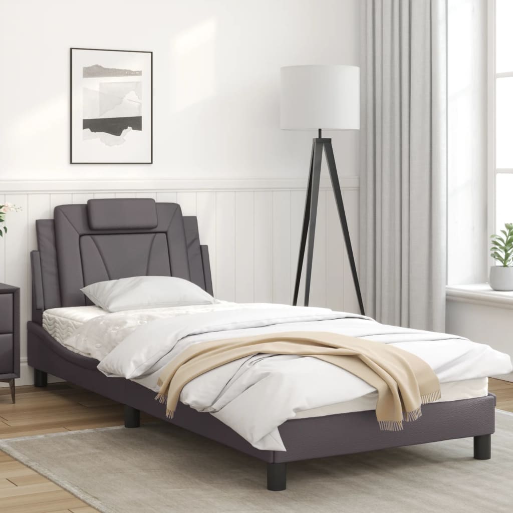 Рамка за легло с табла, сива, 90x200 см, изкуствена кожа