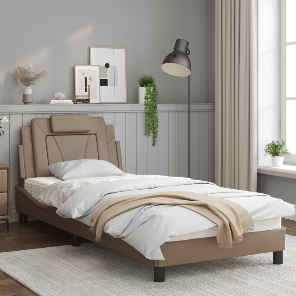 Рамка за легло с табла, капучино, 90x200 см, изкуствена кожа