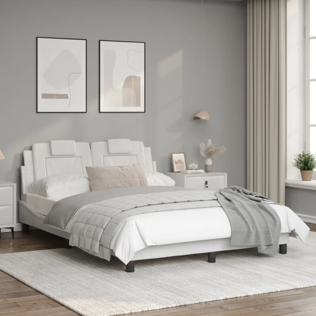 Рамка за легло с табла, бяла, 120x200 см, изкуствена кожа