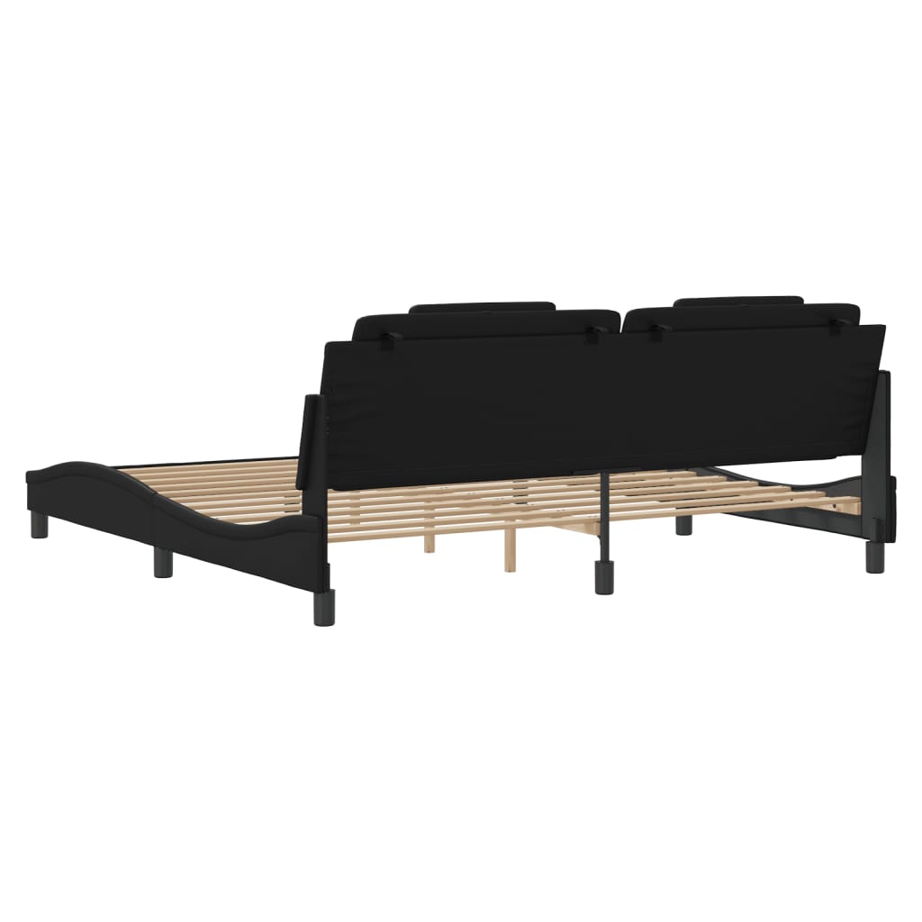 Рамка за легло с табла, черна, 200x200 см, изкуствена кожа