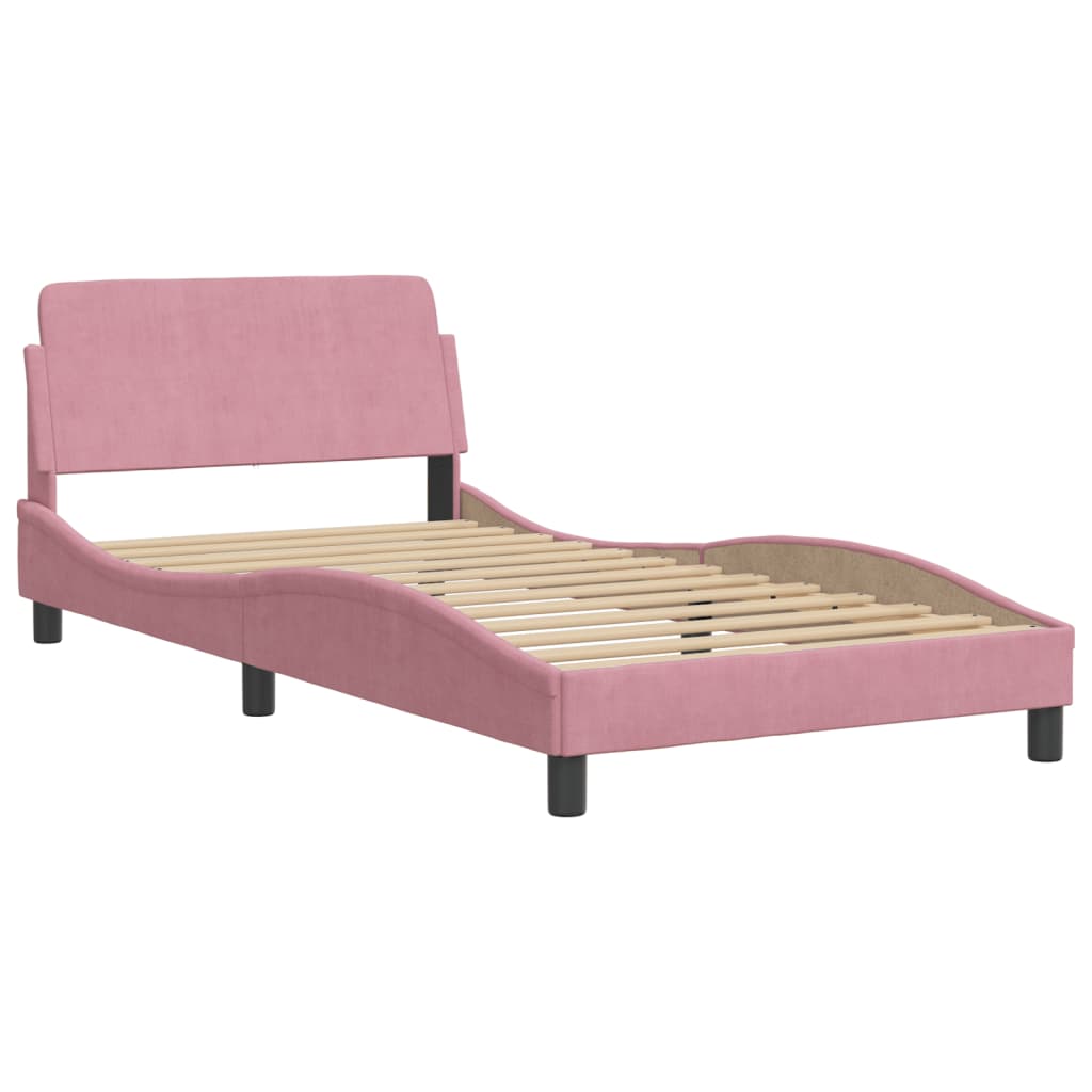 Легло с матрак, розово, 100x200 см, кадифе
