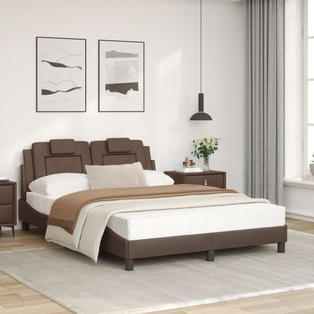 Легло с матрак, кафяво, 120x200 см, изкуствена кожа
