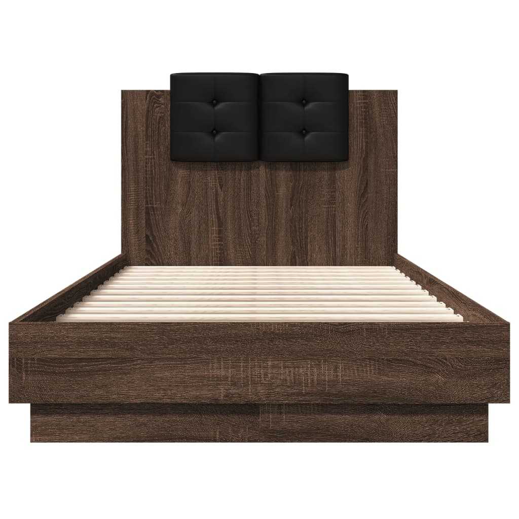 Рамка за легло с табла, кафяв дъб, 90x190 см, инженерно дърво