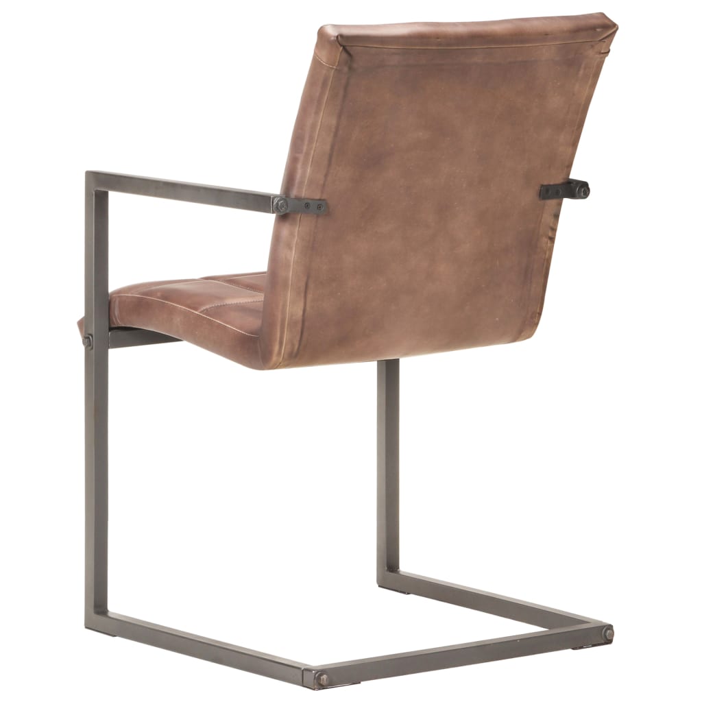 Конзолни трапезни столове 2 бр състарено кафяво естествена кожа
