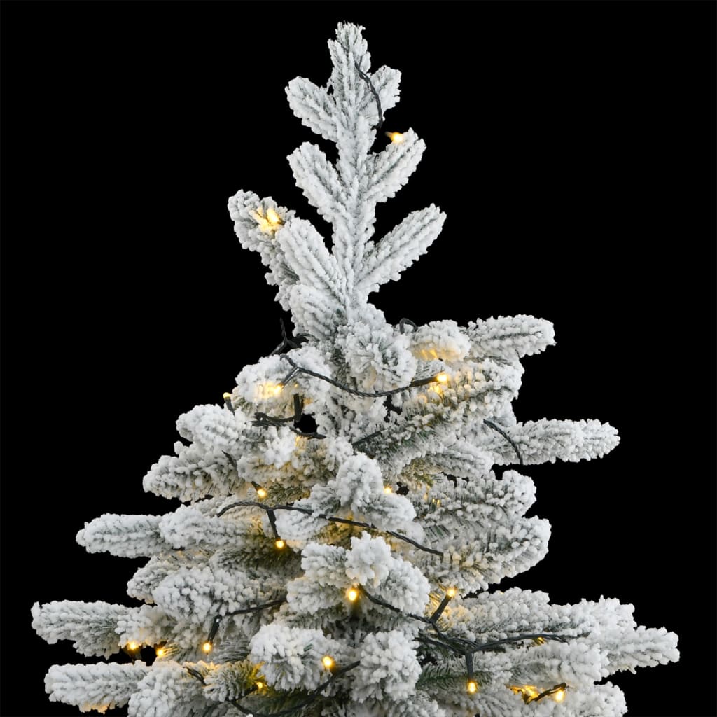 Изкуствена коледна елха с шарнири 300 LED натрупан сняг 240 см