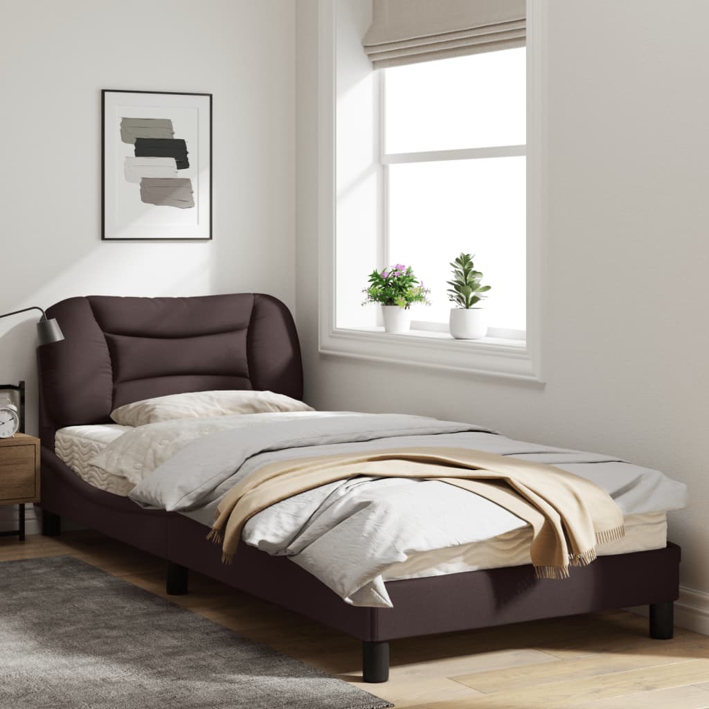Рамка за легло с LED осветление, тъмнокафява, 80x200 см плат