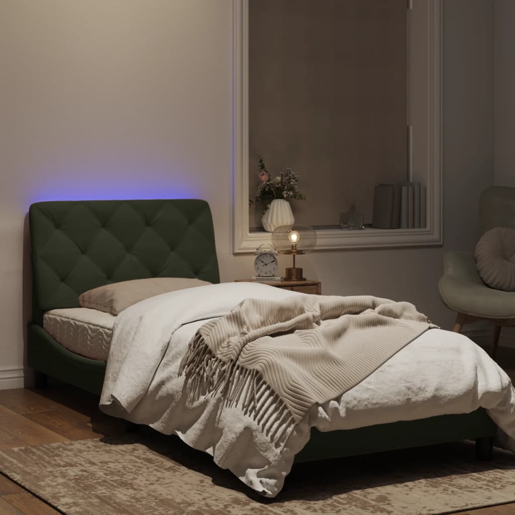Рамка за легло с LED осветление, светлосива, 80x200 см, кадифе