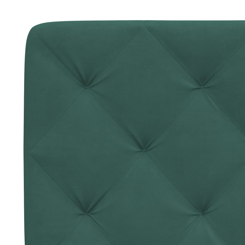 Рамка за легло с LED осветление, тъмнозелена, 90x200 см, кадифе