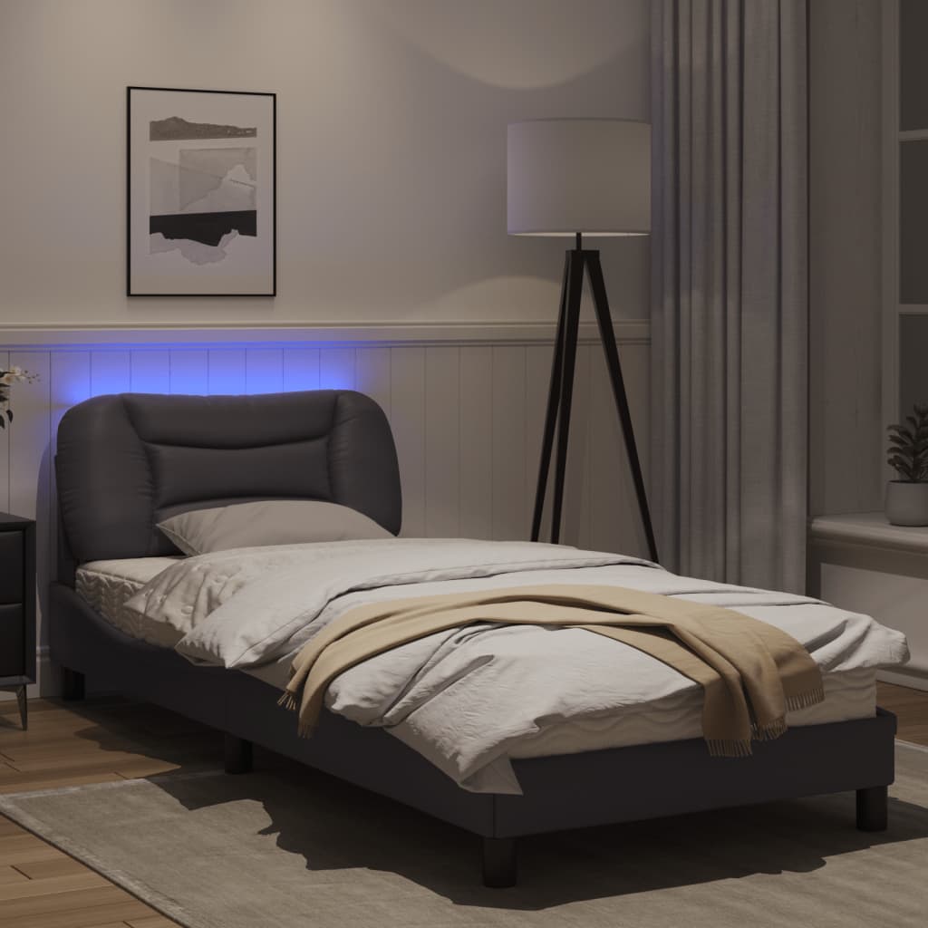 Рамка за легло с LED осветление сива 80x200 см изкуствена кожа
