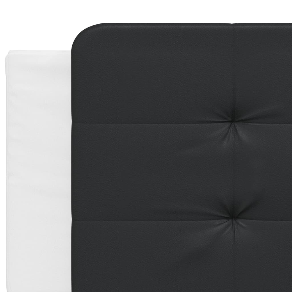Рамка за легло с LED, бяло-черна, 200x200 см, изкуствена кожа