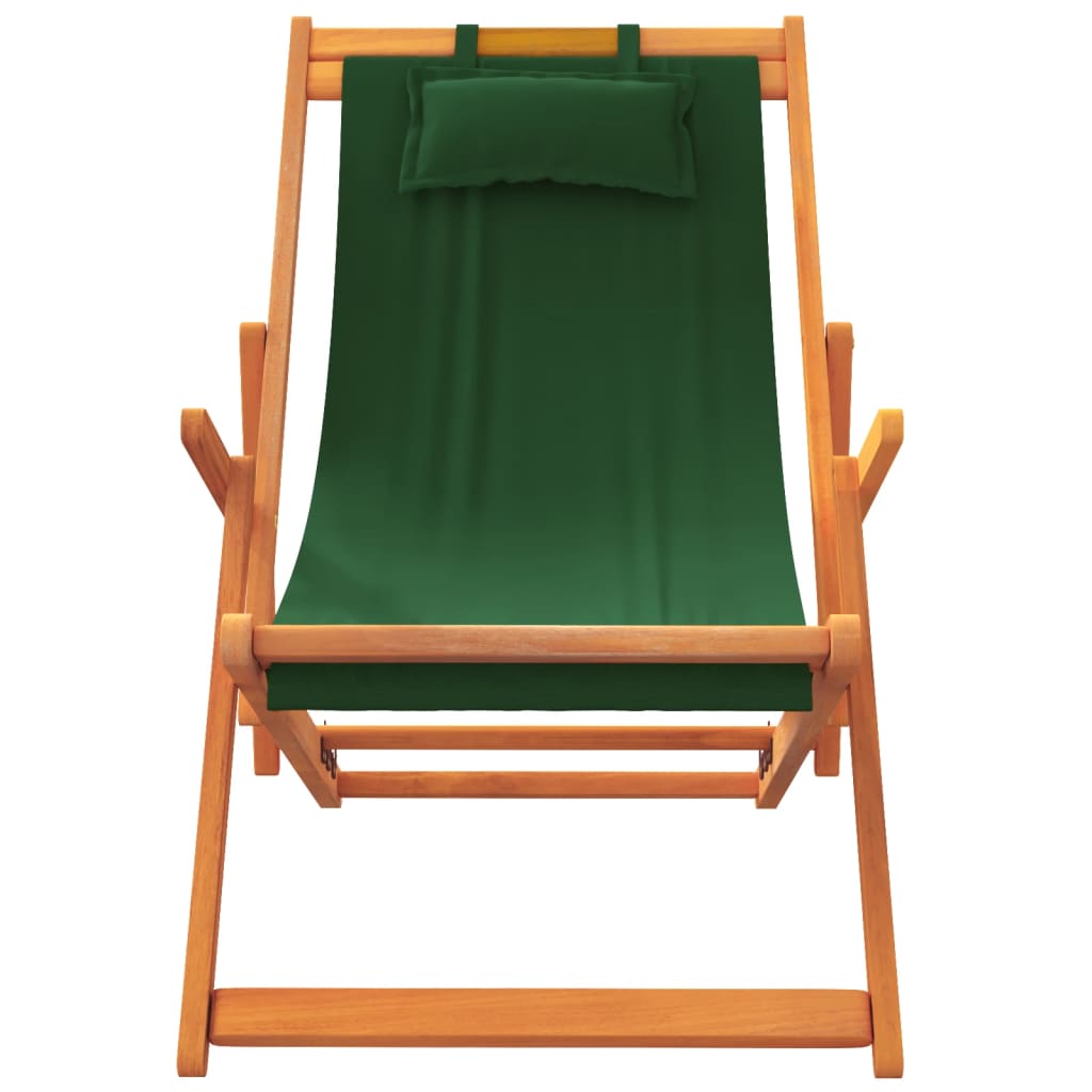 Сгъваеми плажни столове, 2 бр, зелени, текстил
