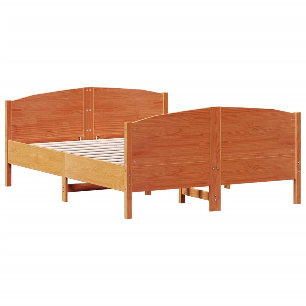 Рамка за легло с табла, восъчнокафяв, 120x200 см, масивно дърво