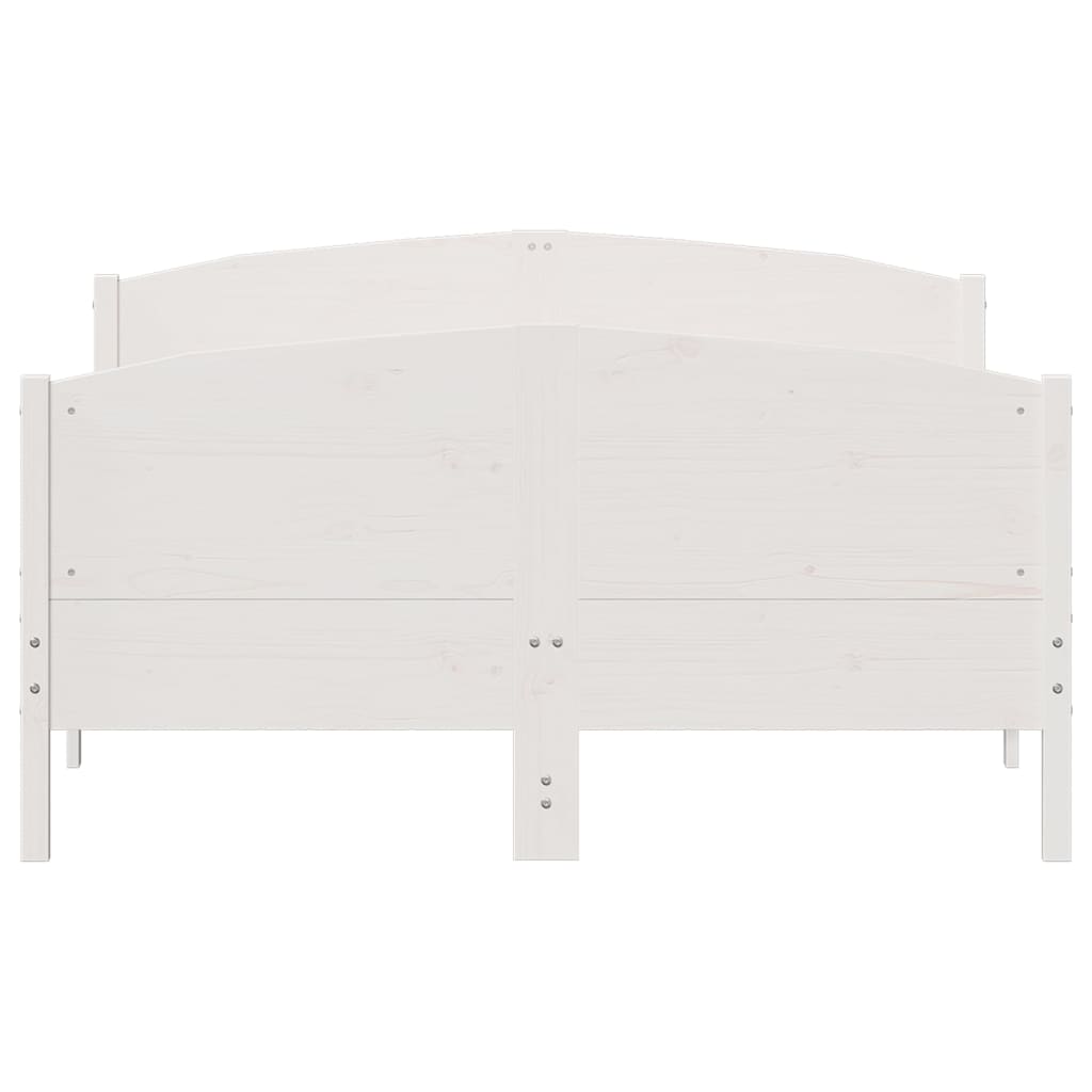 Рамка за легло с табла, бяла, 140x190 см, масивно дърво