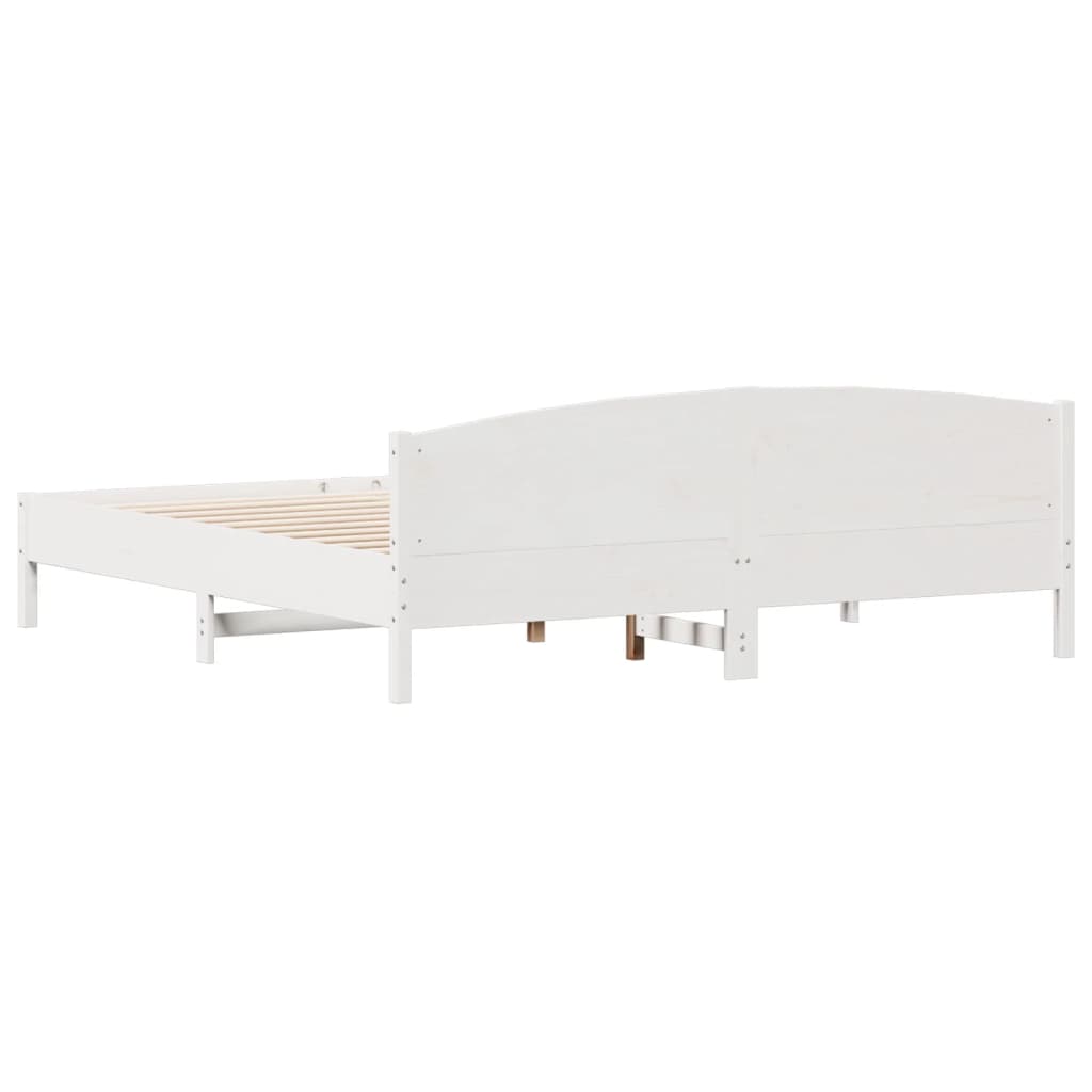 Рамка за легло с табла, бяла, 200x200 см, бор масив