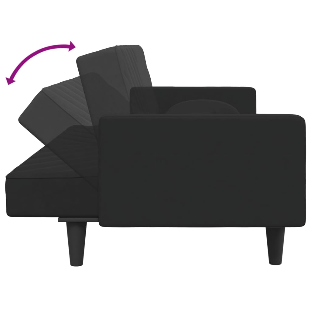 Комплект дивани 2 части с възглавници черен кадифе